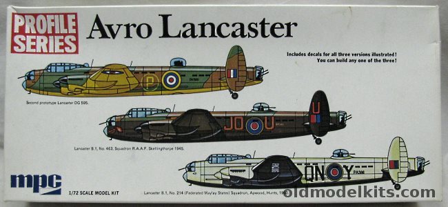 MPC 1/72 Avro Lancaster - DG595-2nd Prototype / B.1 No. 463 RAAF 1945 / B.1 No 214 Federated Malay States 1950 - Profile Series (Airfix molds), 2-2503 plastic model kit